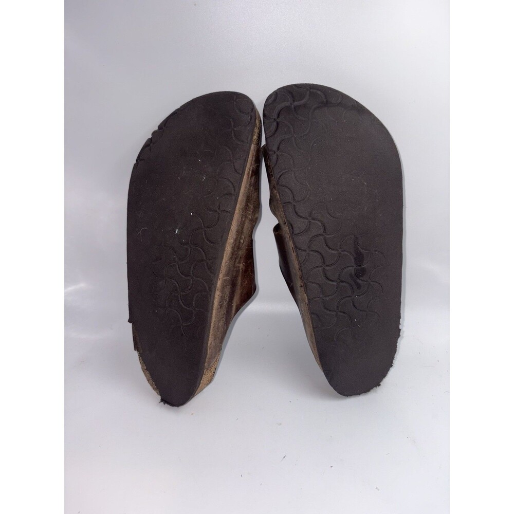 Birkenstock Arizona Sandals Mens 40 Brown Leather Two Strap Cork Footbed Slip On - Picture 8 of 10